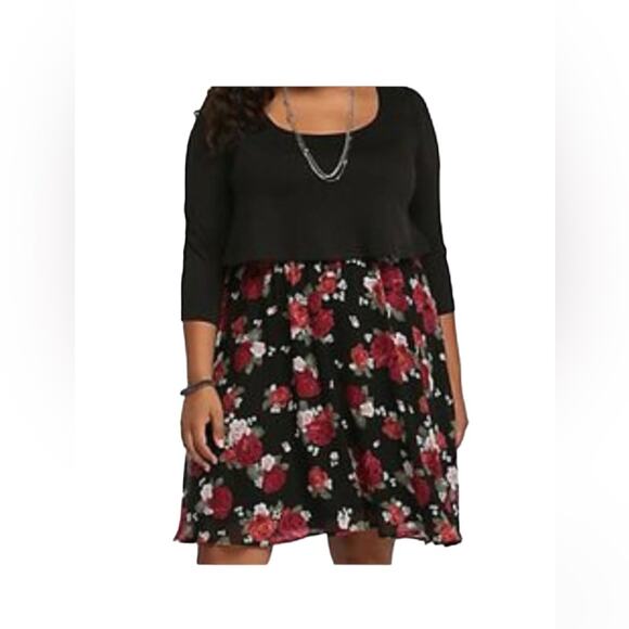 NWT! Torrid Knit Floral Double Layer Dress - Picture 1 of 4